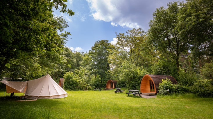 Pods and a tent pitch at Wasdale Campsite, Cumbria